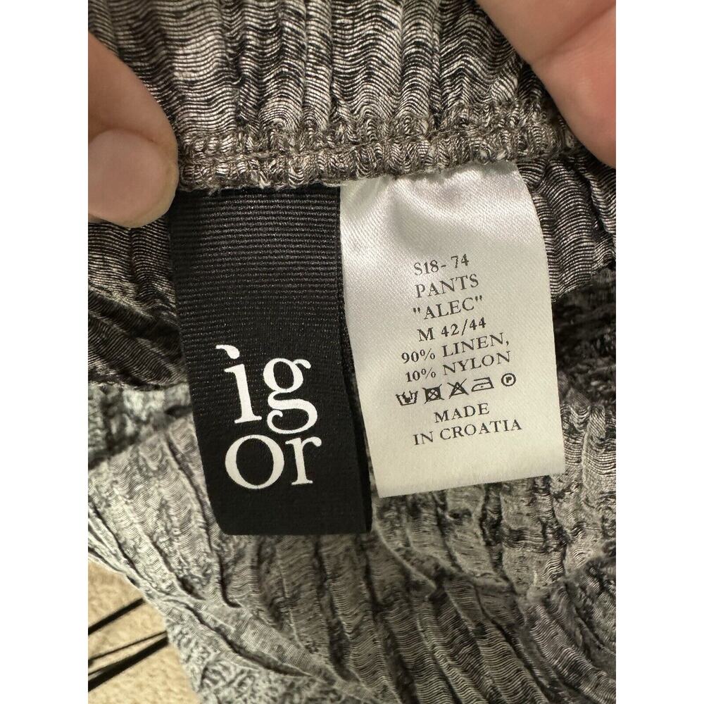 IGOR Dobranic Wide Leg Trouser Artsy Lagenlook Linen Art to Wear Pant Gray 42/44 - Picture 9 of 9